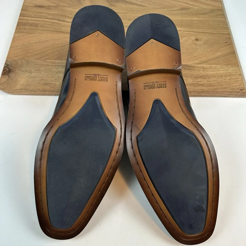 Mens Stacy Adams Bayne Slip On Leather Black Shoes Dress Shoes‎ Size 11.5 D EUC